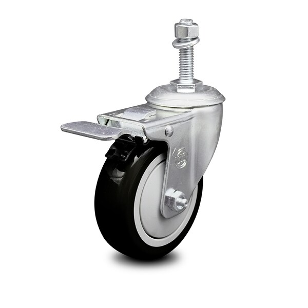 Service Caster 4 Inch Black Polyurethane Swivel 3/8 Inch Stem Caster with Total Lock Brake SCC SCC-TSTTL20S414-PPUB-BLK-381615 - main